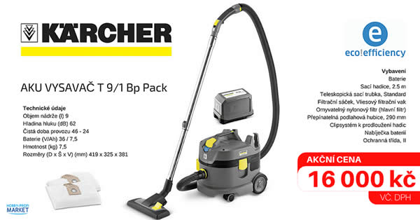 Karcher aku vysavač T 9/1 Bp Pack